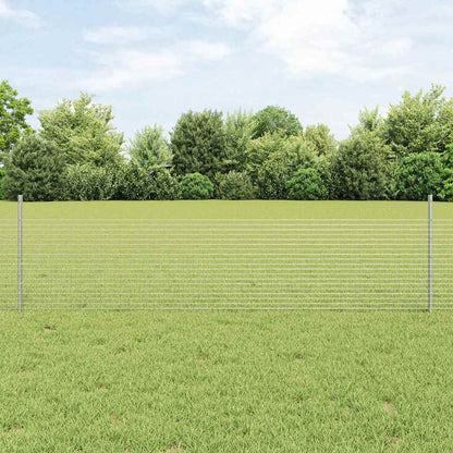 Welded Wire Fence with Posts 50 x 0.5 m Galvanised Steel Silver