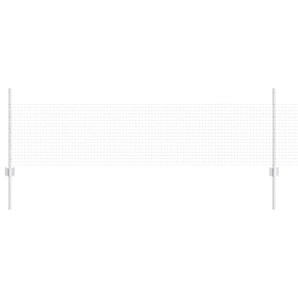 Welded Wire Fence with Posts 50 x 0.5 m Galvanised Steel Silver