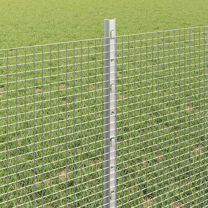 Welded Wire Fence with Posts 50 x 0.6 m Galvanised Steel Silver