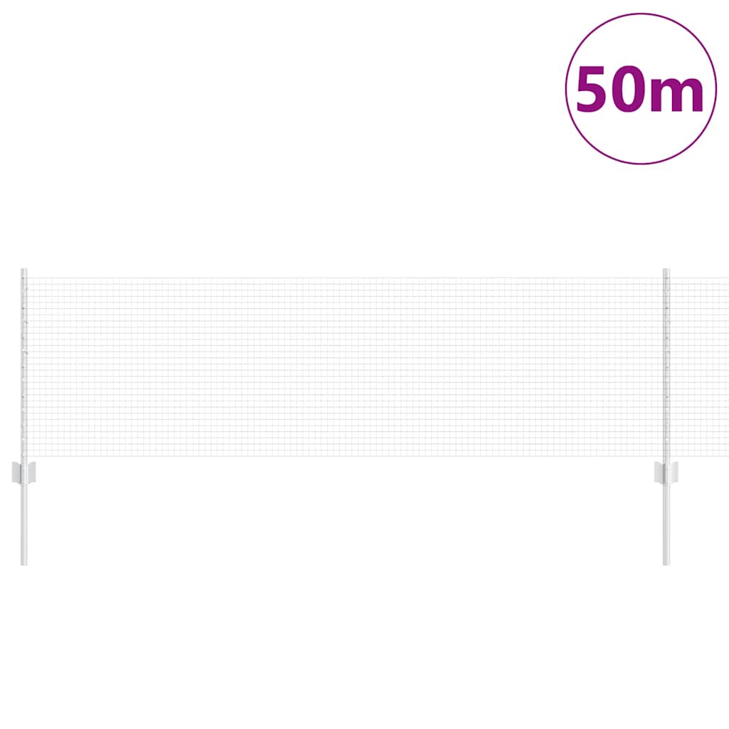 Welded Wire Fence with Posts 50 x 0.6 m Galvanised Steel Silver