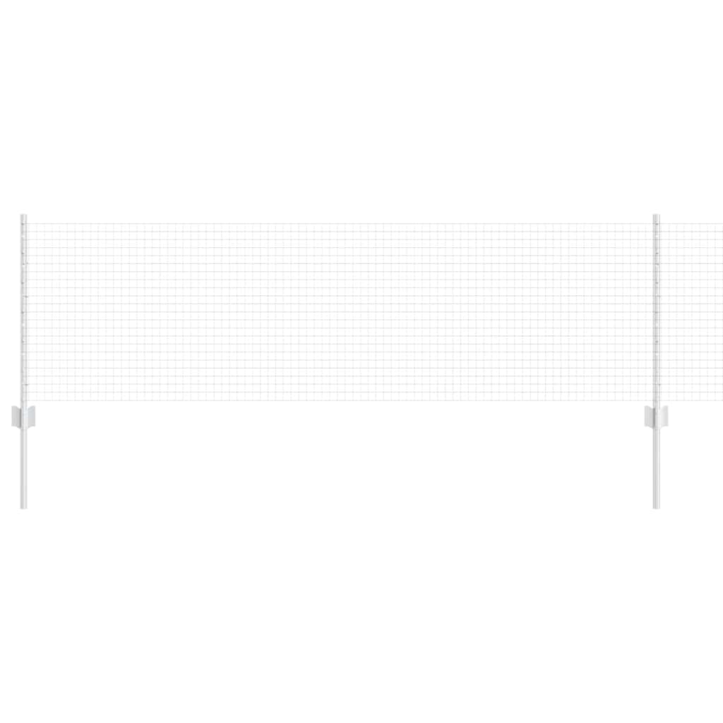 Welded Wire Fence with Posts 50 x 0.6 m Galvanised Steel Silver