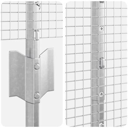 Welded Wire Fence with Posts 50 x 1 m Galvanised Steel Silver