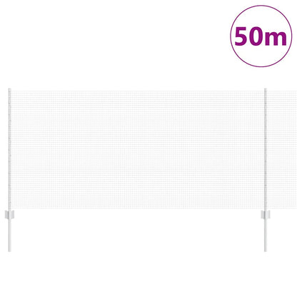 Welded Wire Fence with Posts 50 x 1 m Galvanised Steel Silver