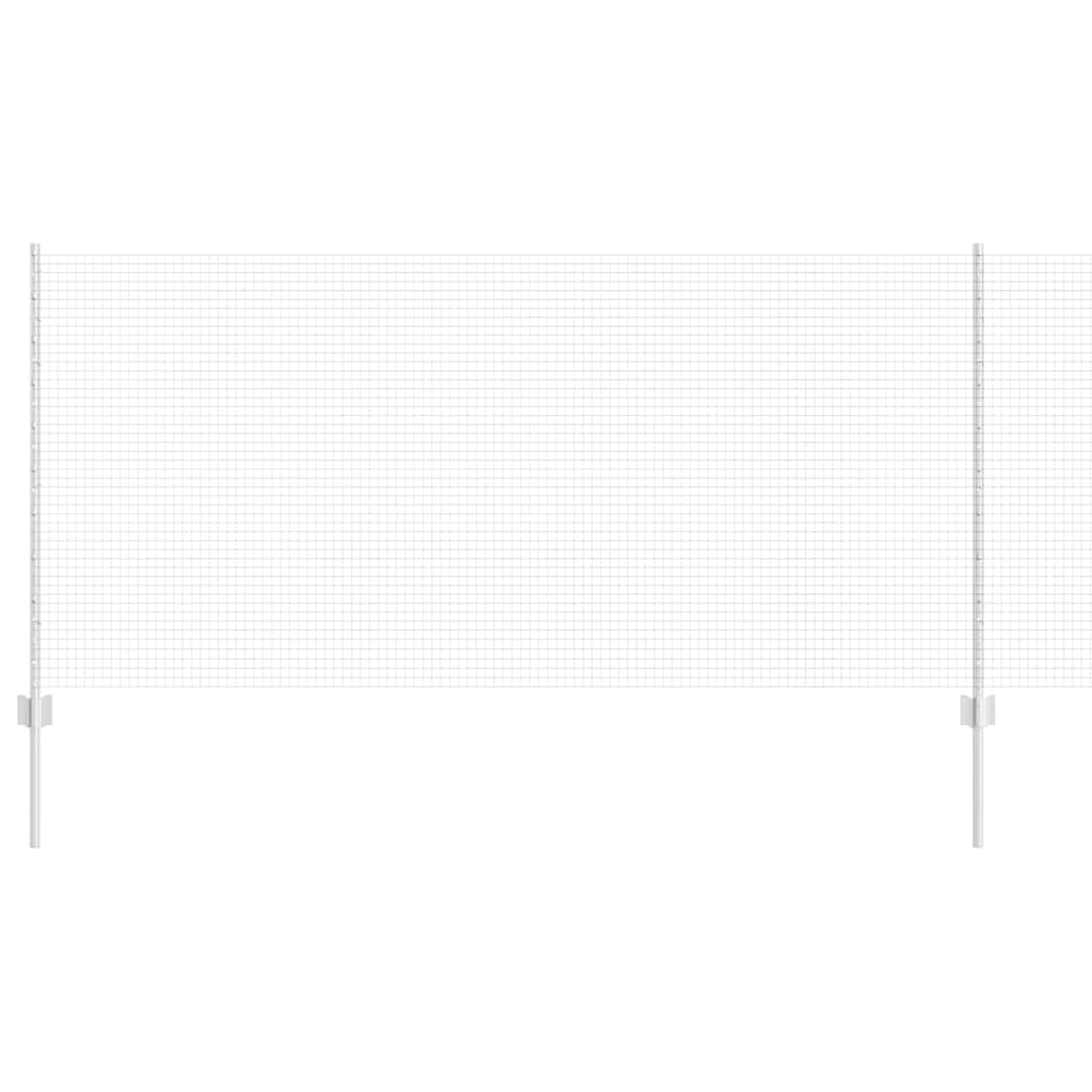 Welded Wire Fence with Posts 50 x 1 m Galvanised Steel Silver