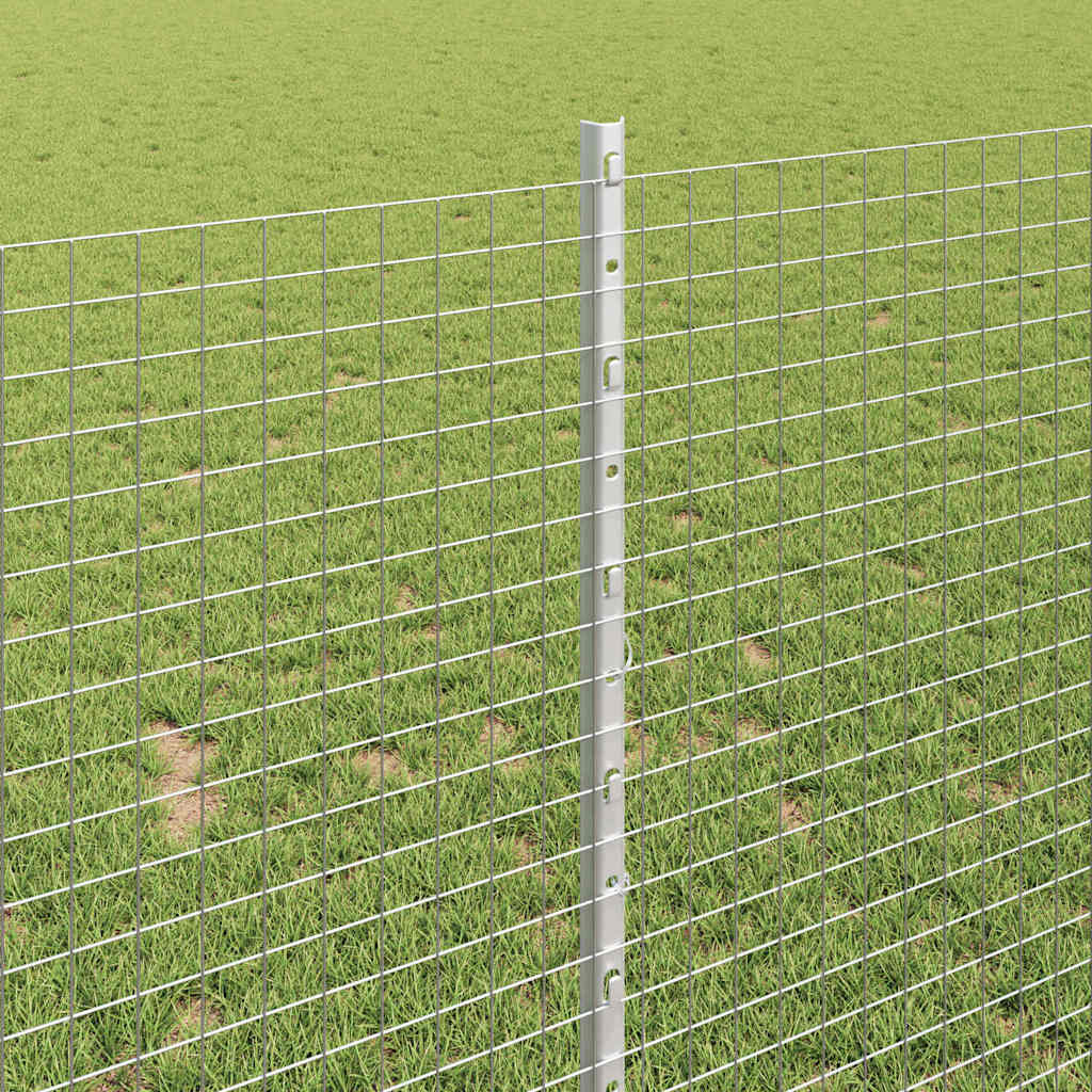 Welded Wire Fence with Posts 50 x 1 m Galvanised Steel Silver
