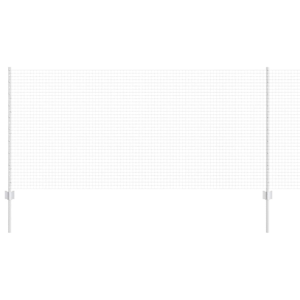 Welded Wire Fence with Posts 50 x 1 m Galvanised Steel Silver