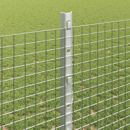 Welded Wire Fence with Posts 50 x 1.2 m Galvanised Steel Silver