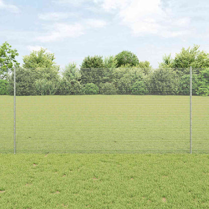 Welded Wire Fence with Posts 50 x 1.2 m Galvanised Steel Silver