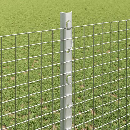 Welded Wire Fence with Posts 50 x 1.2 m Galvanised Steel Silver
