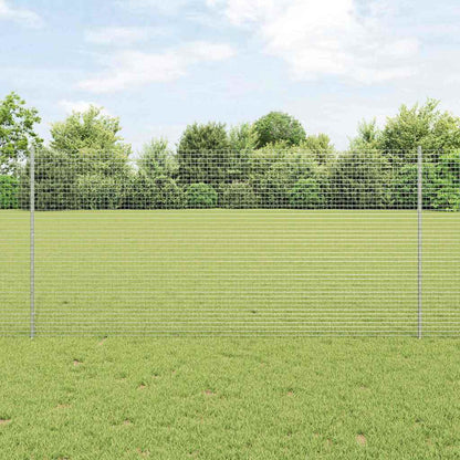 Welded Wire Fence with Posts 50 x 1.2 m Galvanised Steel Silver