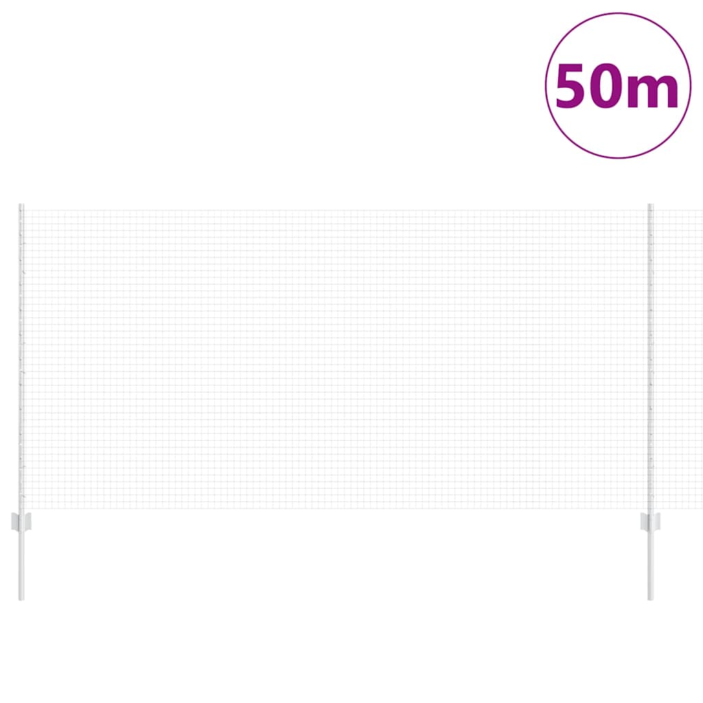 Welded Wire Fence with Posts 50 x 1.2 m Galvanised Steel Silver