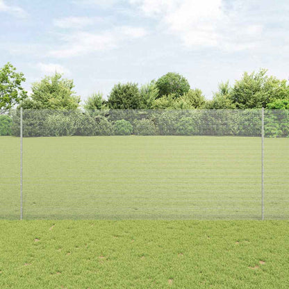 Welded Wire Fence with Posts 50 x 1.4 m Galvanised Steel Silver
