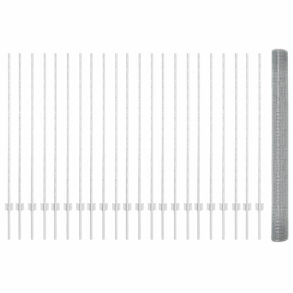 Welded Wire Fence with Posts 50 x 1.4 m Galvanised Steel Silver