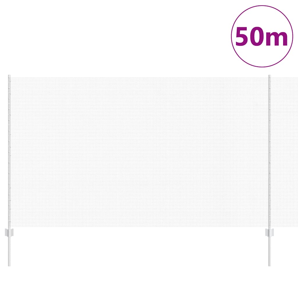 Welded Wire Fence with Posts 50 x 1.4 m Galvanised Steel Silver