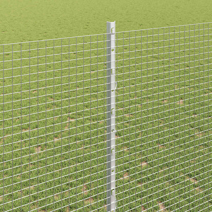 Welded Wire Fence with Posts 50 x 1.4 m Galvanised Steel Silver