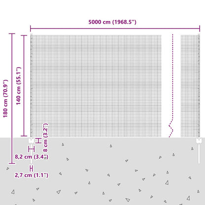 Welded Wire Fence with Posts 50 x 1.4 m Galvanised Steel Silver