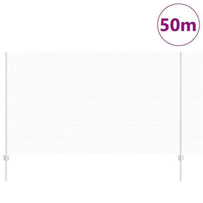 Welded Wire Fence with Posts 50 x 1.4 m Galvanised Steel Silver