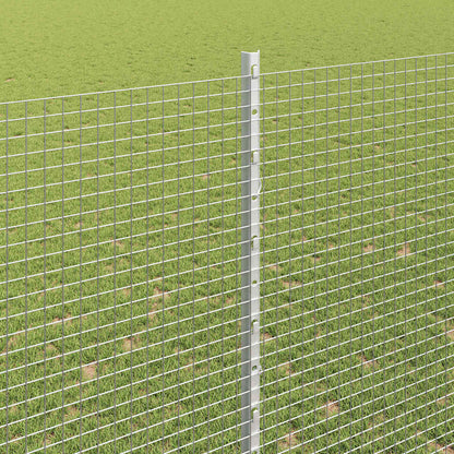 Welded Wire Fence with Posts 50 x 1.6 m Galvanised Steel Silver