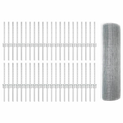 Welded Wire Fence with Posts 100 x 0.4 m Galvanised Steel Mesh
