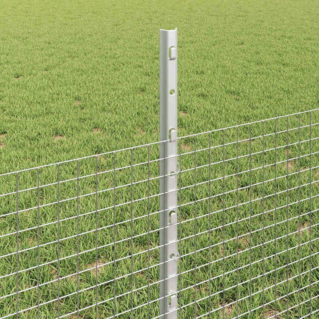 Welded Wire Fence with Posts 100 x 0.5 m Galvanised Steel Mesh