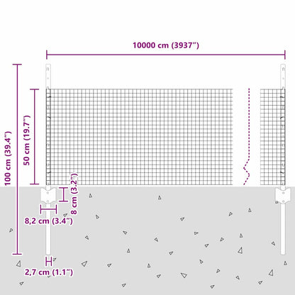 Welded Wire Fence with Posts 100 x 0.5 m Galvanised Steel Mesh