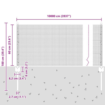Welded Wire Fence with Posts 100 x 0.6 m Galvanised Steel Mesh