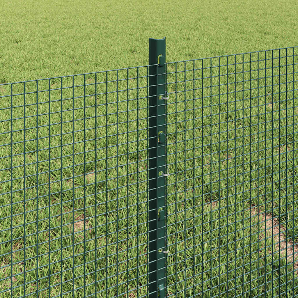 Welded Wire Fence with Posts 10 x 0.4 m PVC-Coated Steel Green