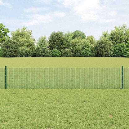 Welded Wire Fence with Posts 10 x 0.4 m PVC-Coated Steel Green