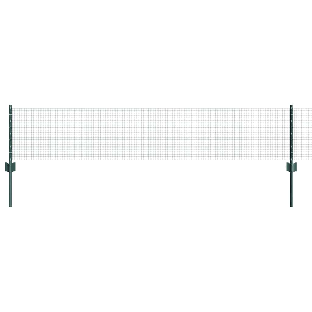 Welded Wire Fence with Posts 10 x 0.4 m PVC-Coated Steel Green