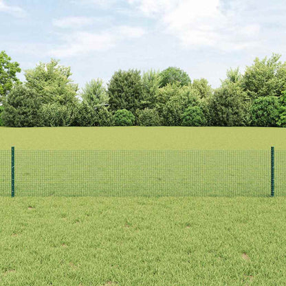 Welded Wire Fence with Posts 10 x 0.4 m PVC-Coated Steel Green