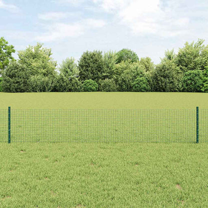 Welded Wire Fence with Posts 10 x 0.4 m PVC-Coated Steel Green