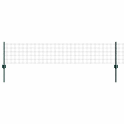 Welded Wire Fence with Posts 10 x 0.4 m PVC-Coated Steel Green