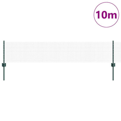 Welded Wire Fence with Posts 10 x 0.4 m PVC-Coated Steel Green