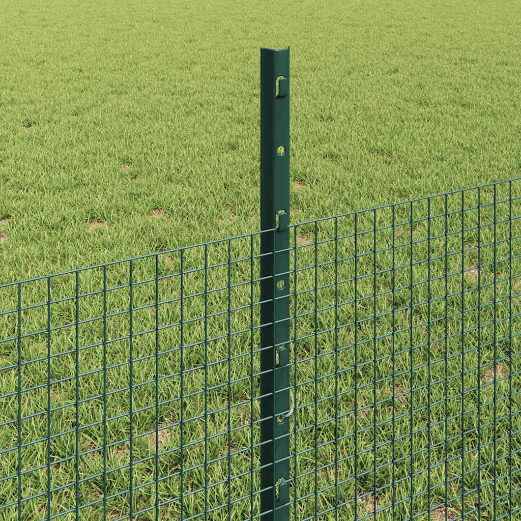 Welded Wire Fence with Posts 10 x 0.5 m Galvanised Steel Green