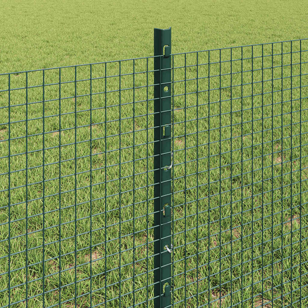 Welded Wire Fence with Posts 10 x 0.6 m PVC-Coated Steel Green