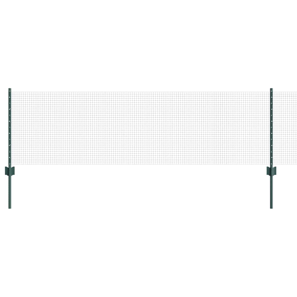 Welded Wire Fence with Posts 10 x 0.6 m PVC-Coated Steel Green