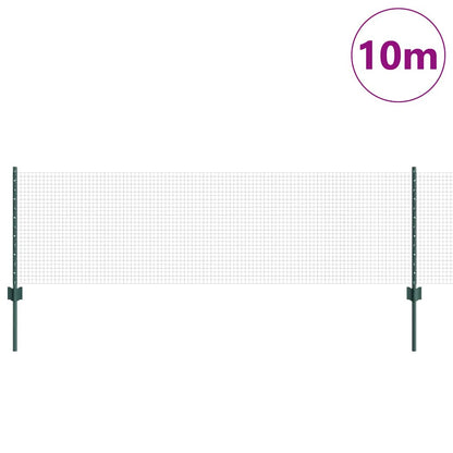 Welded Wire Fence with Posts 10 x 0.6 m PVC-Coated Steel Green