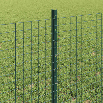Welded Wire Fence with Posts 10 x 0.6 m PVC-Coated Steel Green