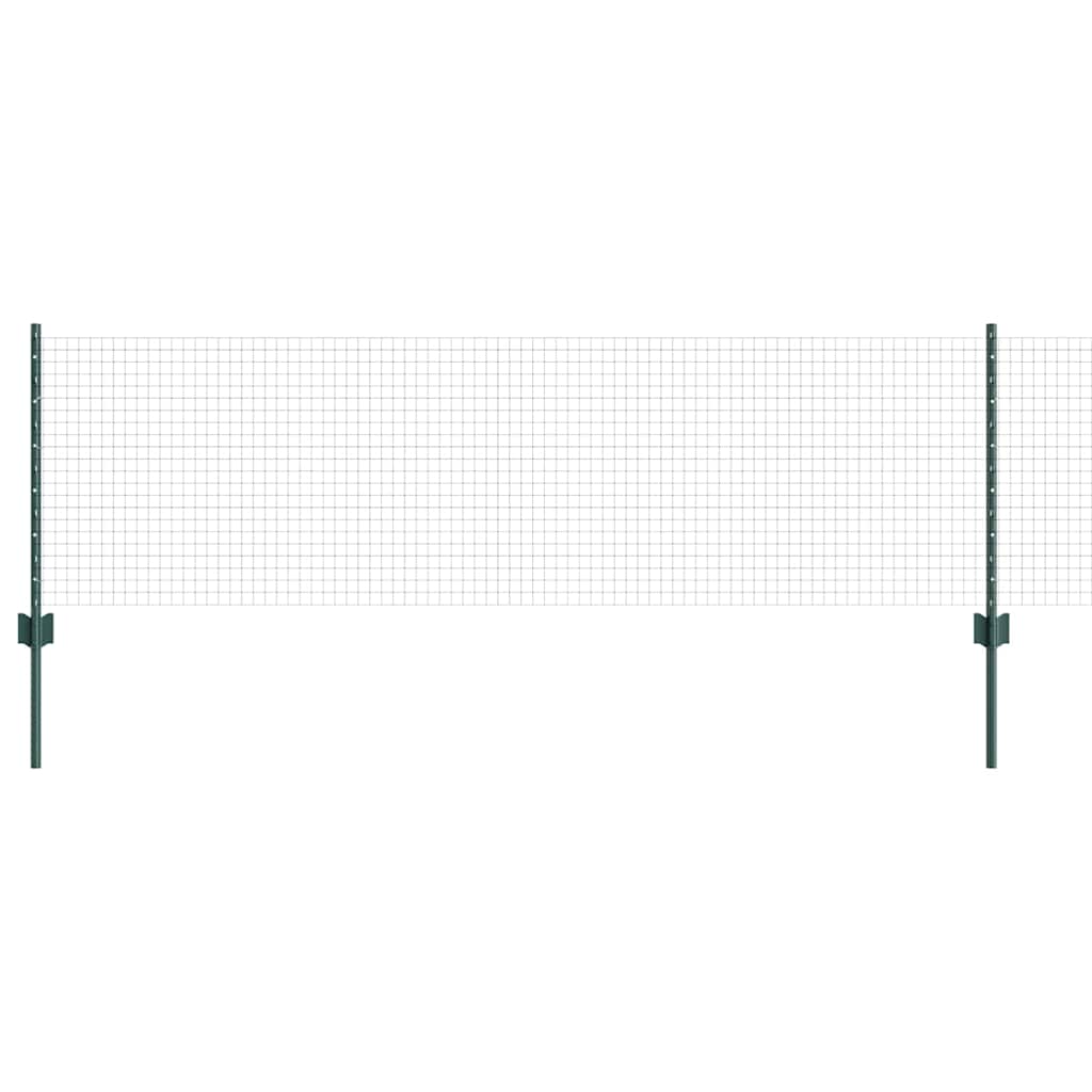 Welded Wire Fence with Posts 10 x 0.6 m PVC-Coated Steel Green