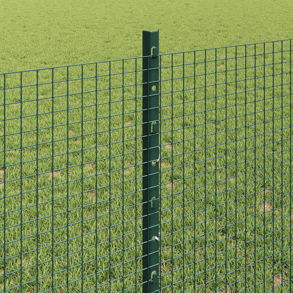 Welded Wire Fence with Posts 10 x 0.8 m PVC-Coated Steel Green