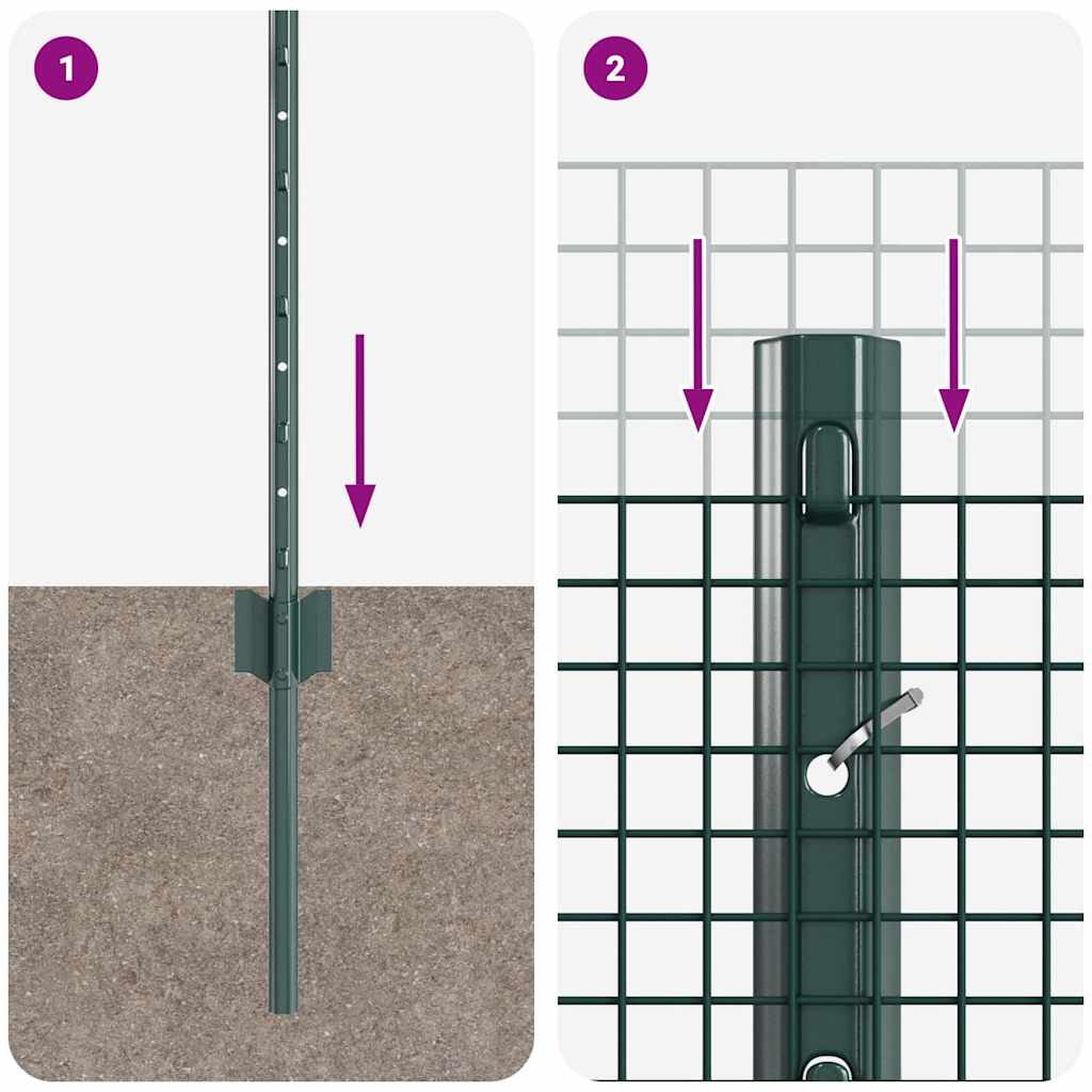 Welded Wire Fence with Posts 10 x 0.8 m PVC-Coated Steel Green