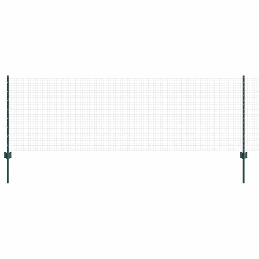 Welded Wire Fence with Posts 10 x 0.8 m PVC-Coated Steel Green