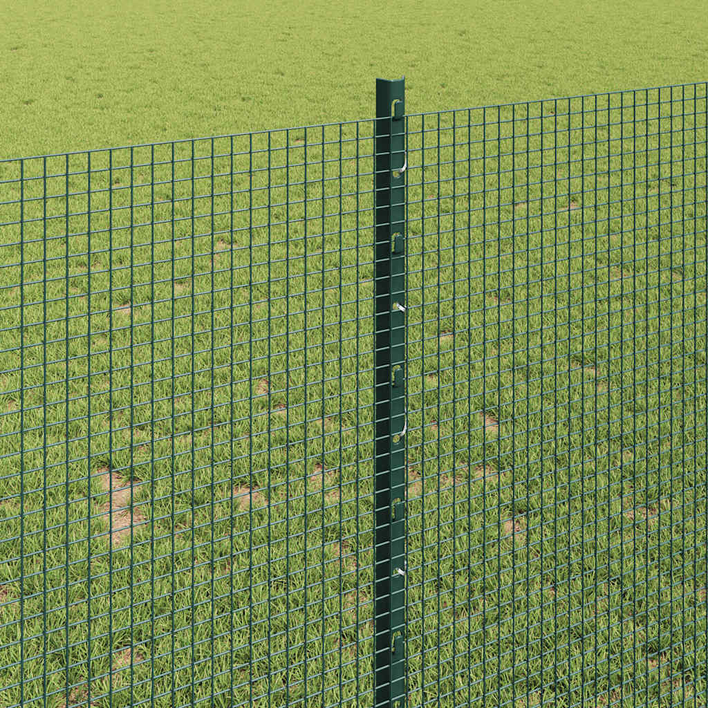 Welded Wire Fence with Posts 10 x 1 m Galvanised Steel Green