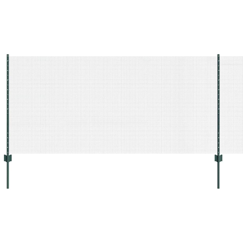 Welded Wire Fence with Posts 10 x 1 m Galvanised Steel Green