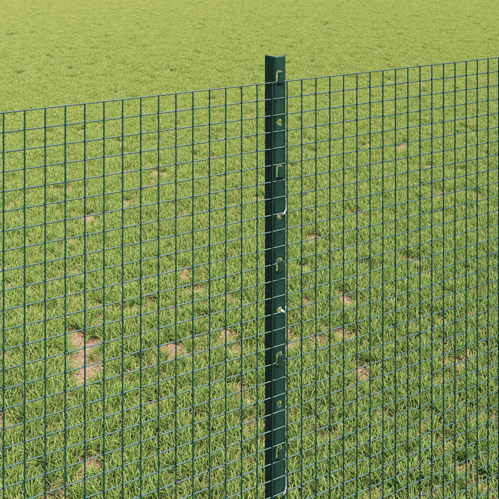 Welded Wire Fence with Posts 10 x 1 m Galvanised Steel Green