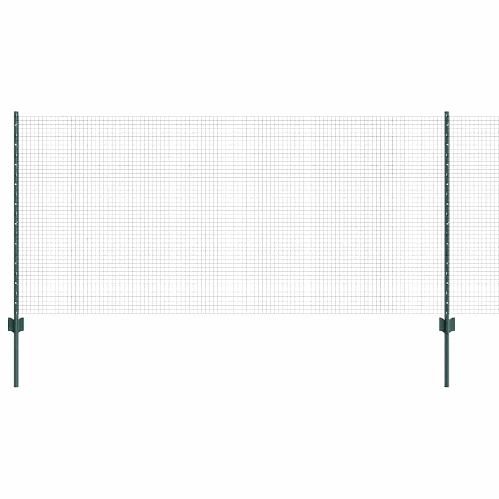 Welded Wire Fence with Posts 10 x 1 m Galvanised Steel Green