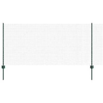 Welded Wire Fence with Posts 10 x 1 m Galvanised Steel Green