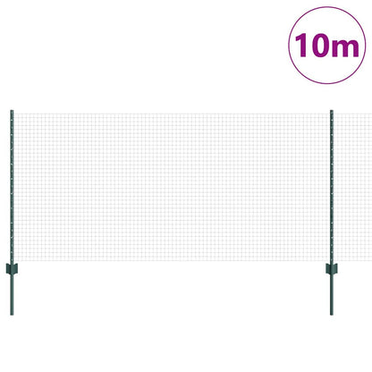 Welded Wire Fence with Posts 10 x 1 m Galvanised Steel Green