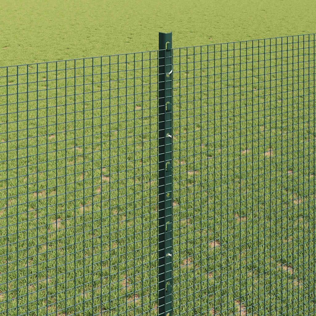 Welded Wire Fence with Posts 10 x 1.4 m PVC-Coated Steel Green