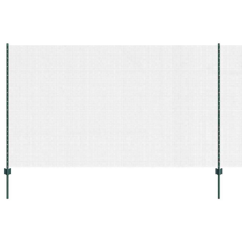 Welded Wire Fence with Posts 10 x 1.4 m PVC-Coated Steel Green